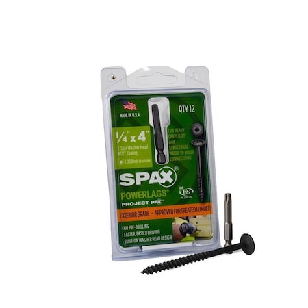 Spax SPAX PowerLag 1/4 in. in. X 4 in. L T-30 Washer Head Serrated Structural Screws 45818207010043